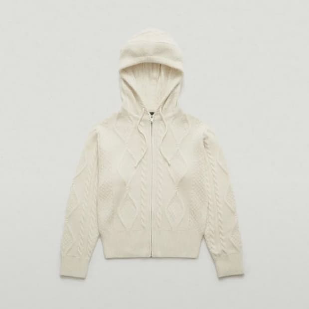 더바넷 boen cable knit zip-up hoodie