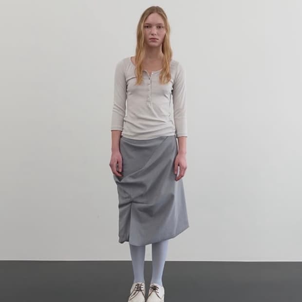 리포스 Midi drape skirt 그레이