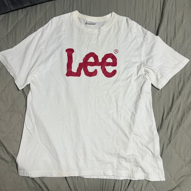 LEE 반팔 화이트 레드 L 반팔티 흰색 데일리 로고 프린팅