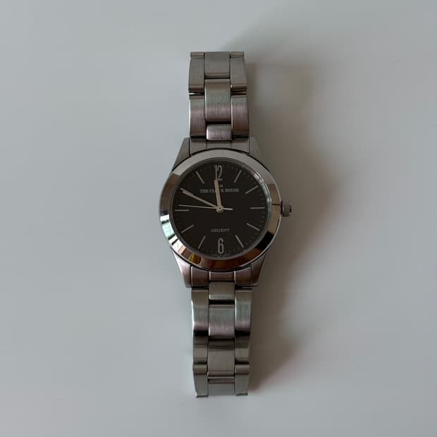 1990s Black Dial Silver Ladies Quartz 