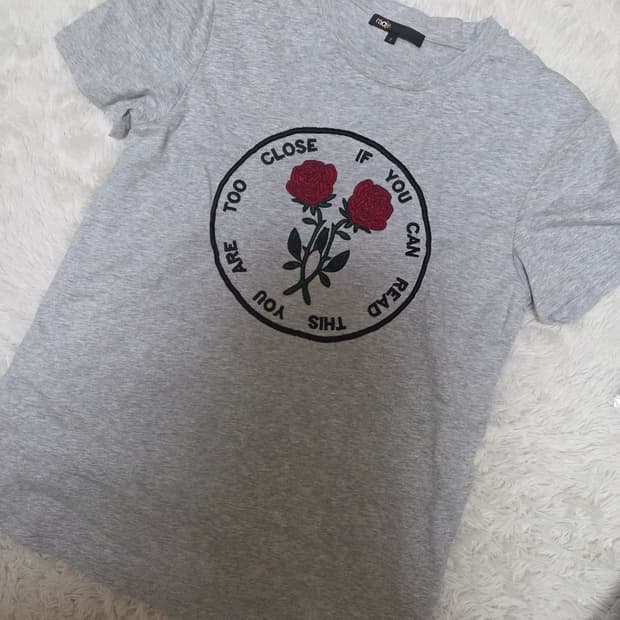 마쥬 2사이즈 장미 자수반팔