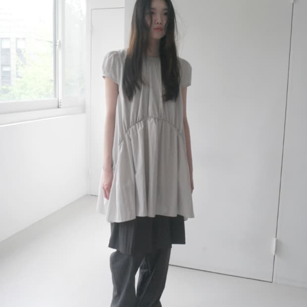 에프터먼데이 베이리시 셔링 원피스 드레스 그레이