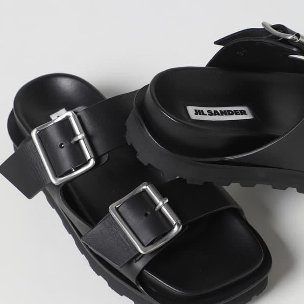 JIL SANDER 질샌더 스퀘어 토 버클 레더 슬리퍼 블랙 43사이즈