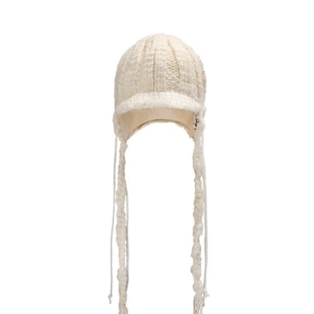 오호스 OJOS Braided Earflap Beanie Ivory