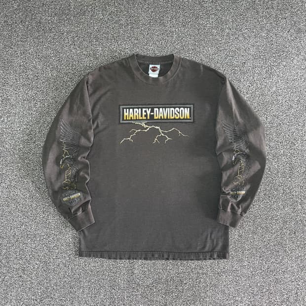빈티지 할리데이비슨 라이트닝 롱슬리브 티셔츠