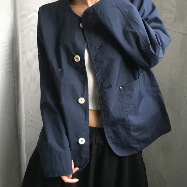 Saint James 세인트제임스 네이비 논카라 자켓