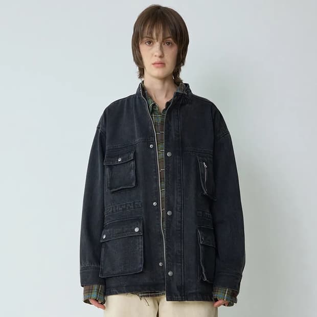 밀로우먼 데님 오버 워크 자켓 블랙 S
