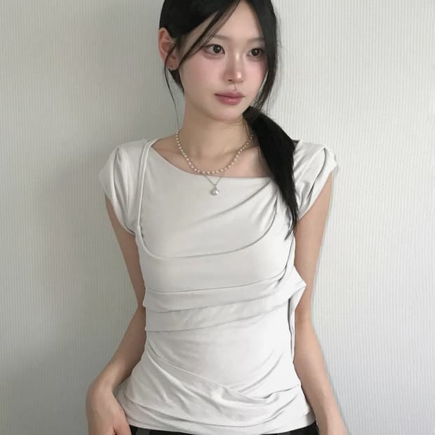 플레어업 레이어드 반팔 화이트