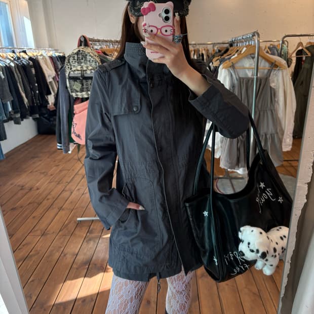 차콜 투웨이 야상 원피스 자켓