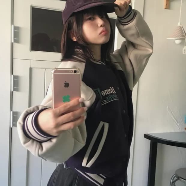 (새상품) 어반디타입 홈보이 울 바시티 자켓 퍼플