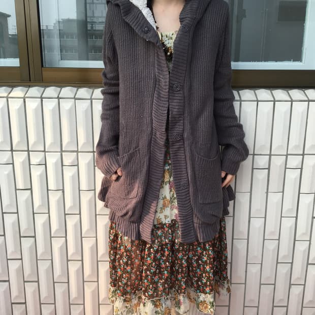 Axes femme hood knit jacket