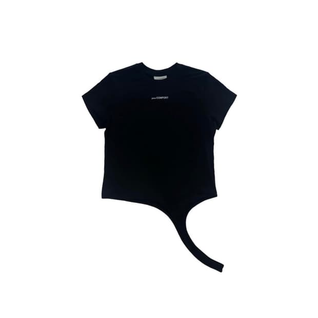 (W) 지초이 라운디드 헴 티셔츠 블랙