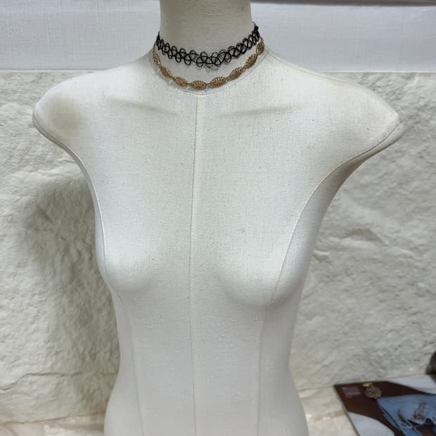 빈티지 밴딩 레이스 메탈 초커 목걸이 세트