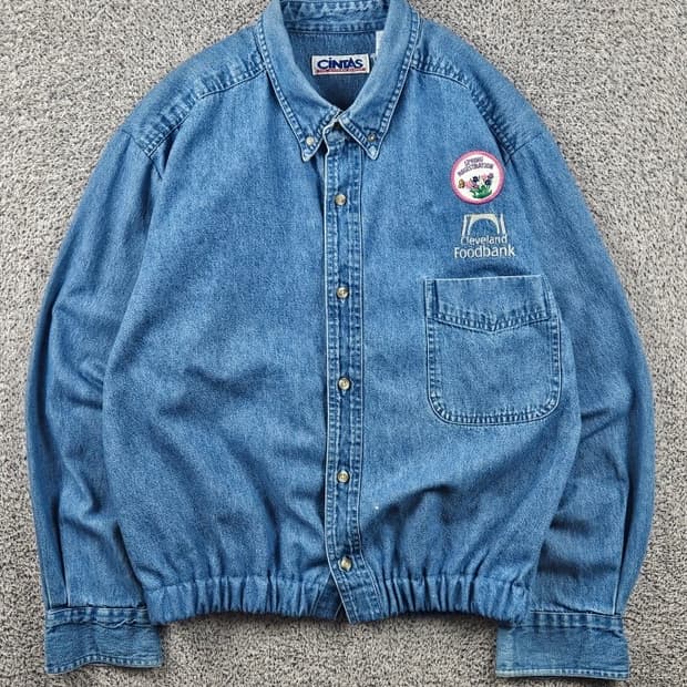 CINTAS 크롭 밴딩 커스텀 데님 셔츠 ( XL ) / 11636