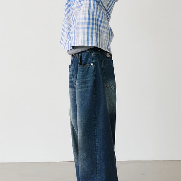 노운 wide denim pants (blue)