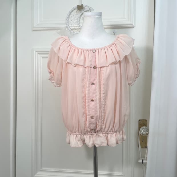 coral lace off-shoulder summer blouse
