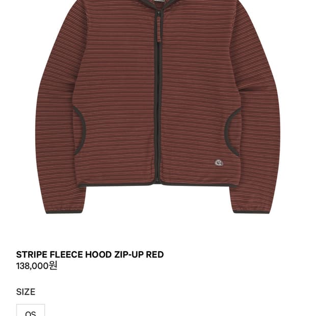 STRIPE FLEECE HOOD ZIP-UP RED