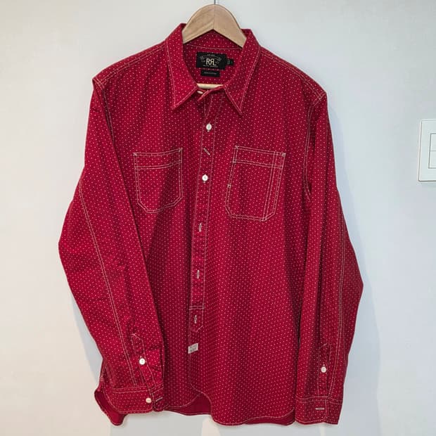 RRL 랄프로렌 레드 도트 셔츠 L