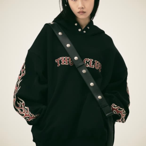 떠그클럽 레더 플레임 후드 블랙 -2size- 미착용 새상품