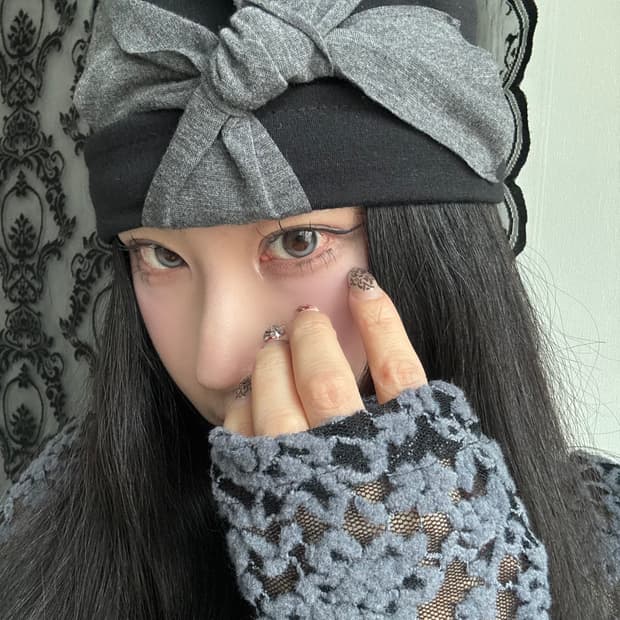 리본 포인트 배색 헤어밴드