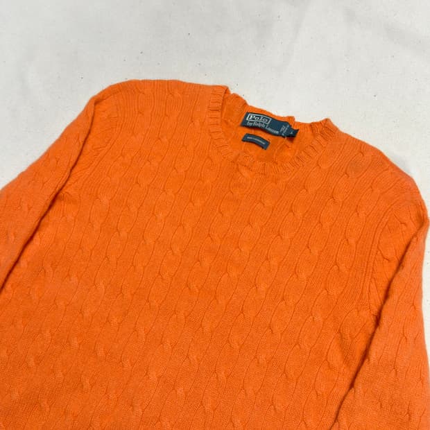 L 폴로랄프로렌 오렌지 캐시미어 케이블 니트