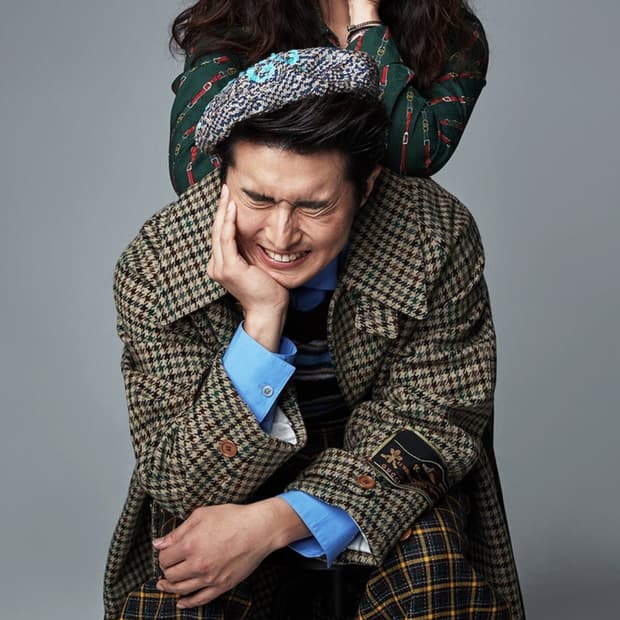 구찌(Gucci) 브라운 체크 남성 울 코트
