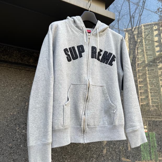 90s 슈프림 후드집업 그레이 아치로고