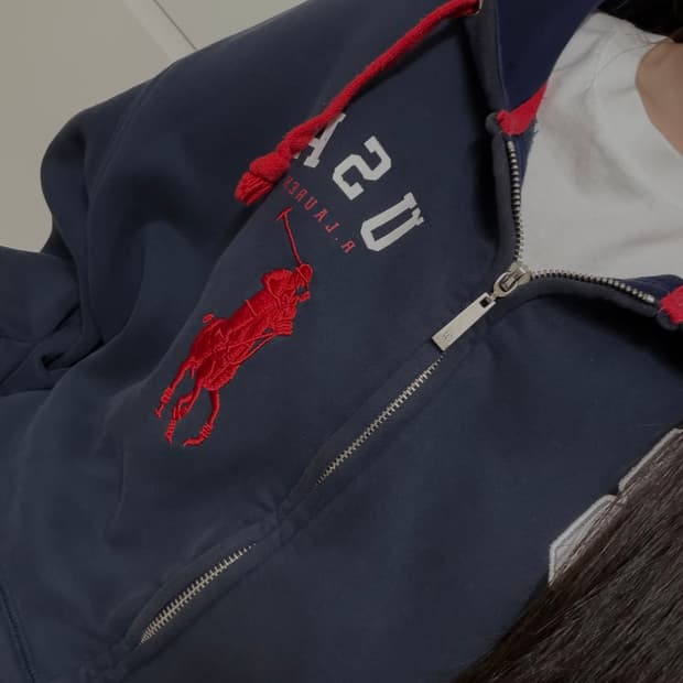 폴로 랄프로렌 빅포니 성조기 후드집업 네이비