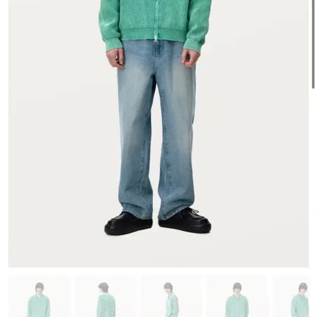 [52] 솔리드옴므 25ss 그린 카라넥 다잉 집업 니트