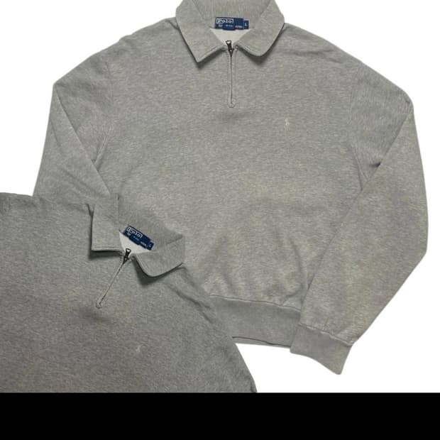 급처) 폴로 랄프로렌 그레이 기모 반집업 니트 L