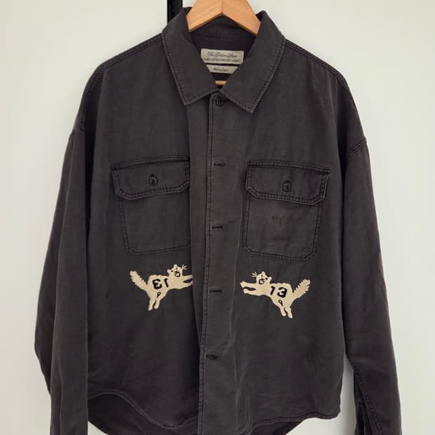 REMI RELIEF wide military shirt 차콜 L