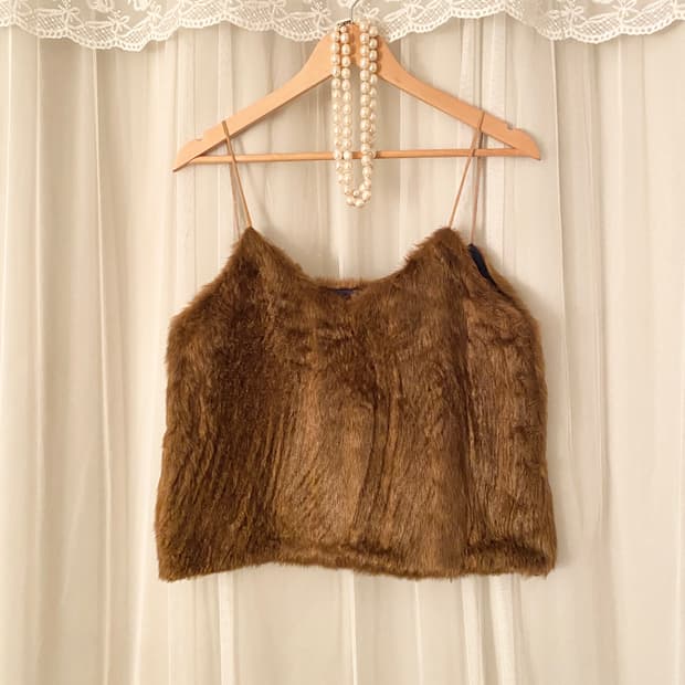 Vintage Brown Faux Fur Vest Bustier
