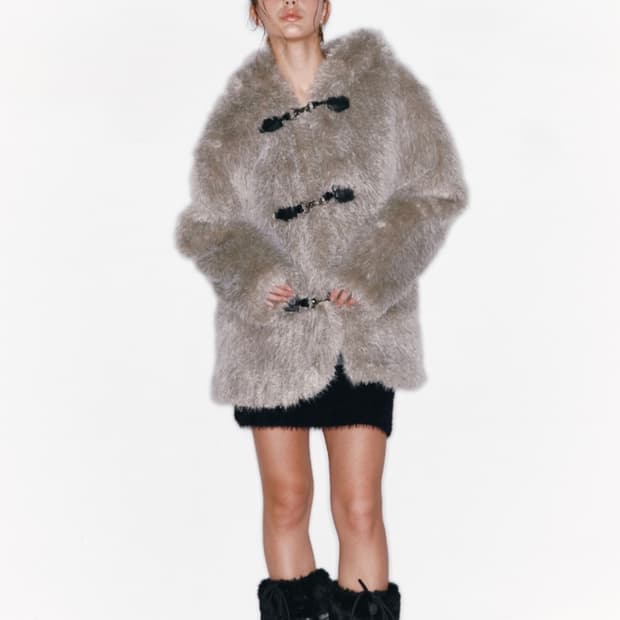 아수라 버클 퍼 코트 (grey)