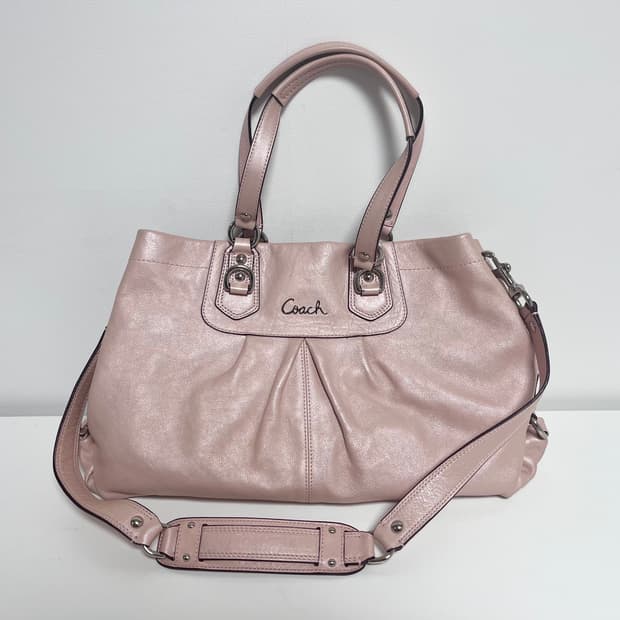 코치 빈티지 베이비핑크 레더 토트백 숄더백