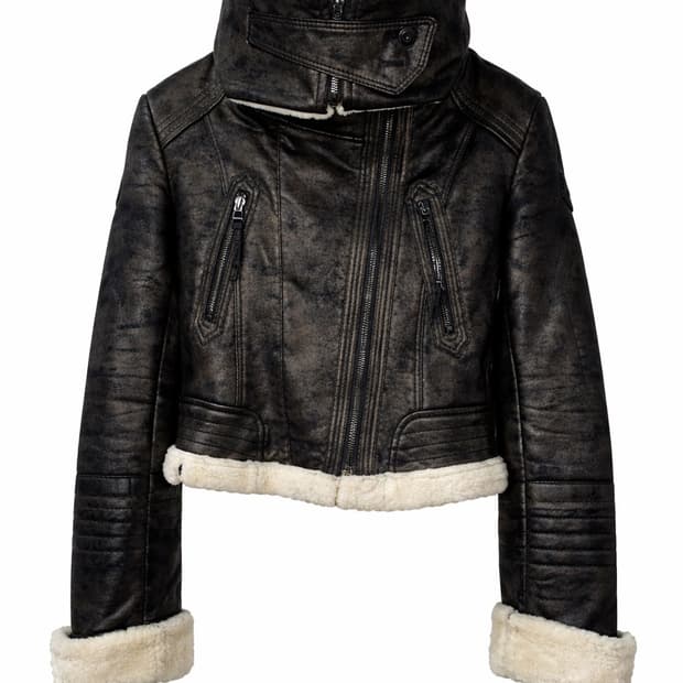 하이넥 블랙 퍼 트리밍 크롭 무스탕 Shop502 reche 데스라이즈 