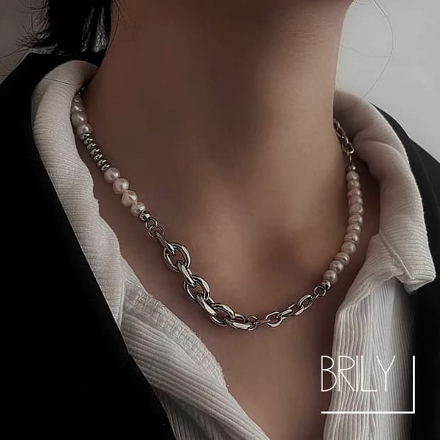 [Unisex] PURE 펄 체인 진주 레이어드 목걸이