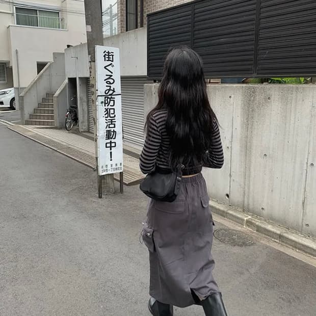 애니원모어 마오 카고 롱스커트 M