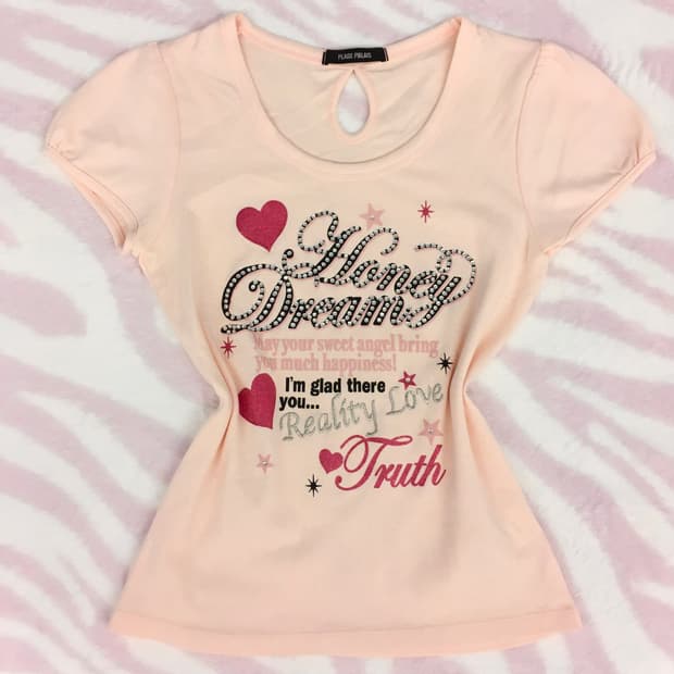 핑크 큐빅 레터링 하트 반팔 티셔츠 히메갸루 핀터레스트 헤이세이 조지후쿠