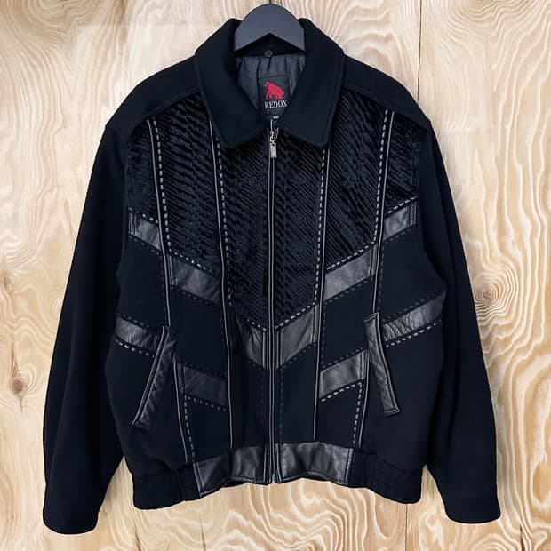 레드옥스 90‘s 레더 디테일 울 자켓