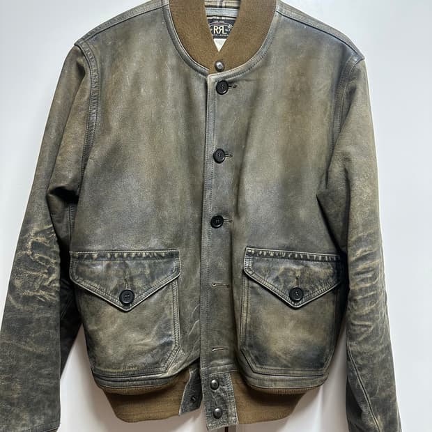 RRL 24FW 인디고 레더 보머 자켓 M