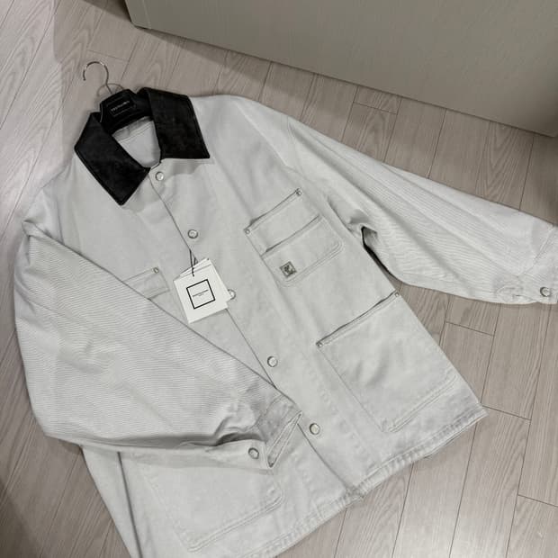 [50] 우영미 25ss 화이트 레더 칼라 데님 워크자켓