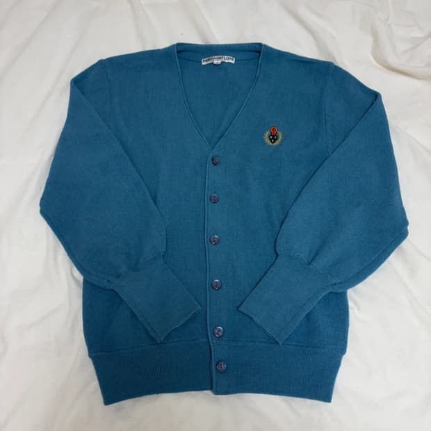 헤리티지플로스 크레스트 울 가디건 스카이블루 23SS