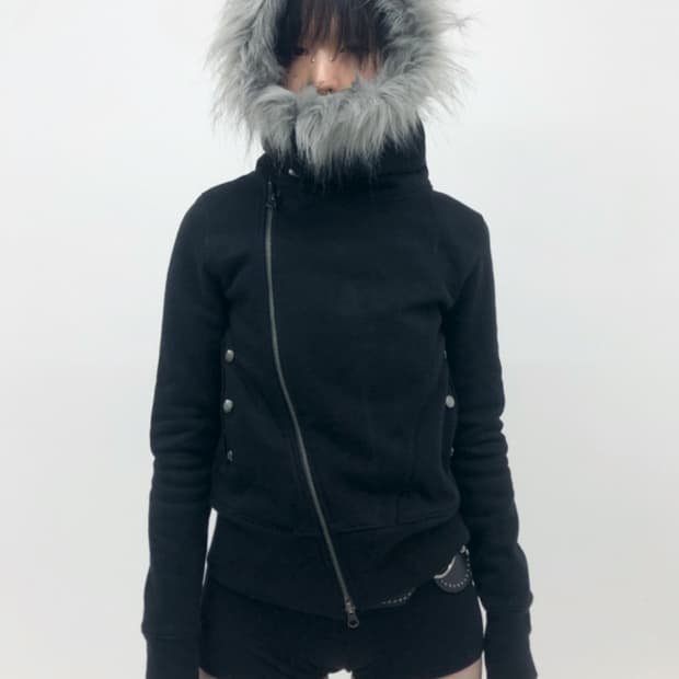 begbegbeg UNBALANCED FUR HOODIE 퍼 후드집업