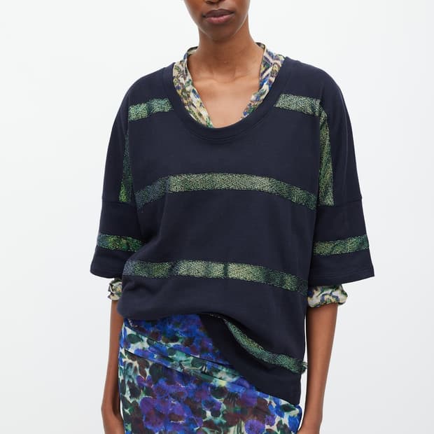 dries vanl noten lurex stripe top