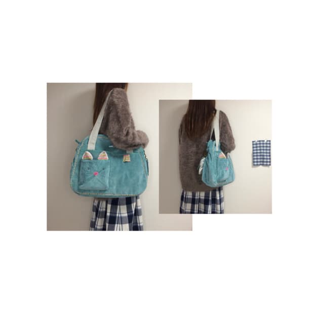 빈티지 민트 고양이 캣 숄더백