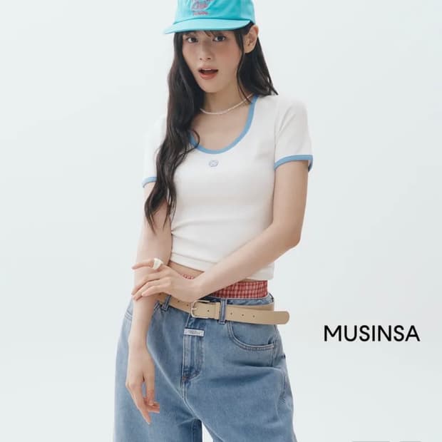 마리떼 자수 링거 반팔티 