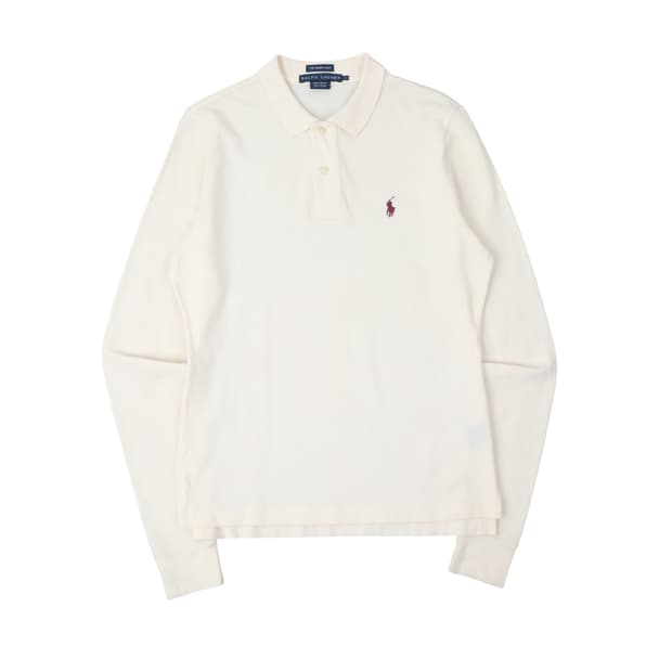 폴로 랄프로렌 우먼스 아이보리 스키니 폴로 pk 롱슬리브 