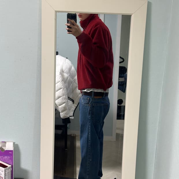 자라 지퍼 칼라 플리스 스웨트셔츠 브라이트 레드