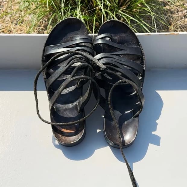 Ma+ Maurizio Amadei Black Leather Sandal