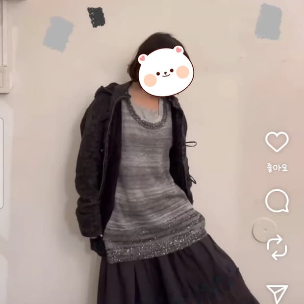 지구샵빈티지 레이어드 대장 미디스커트